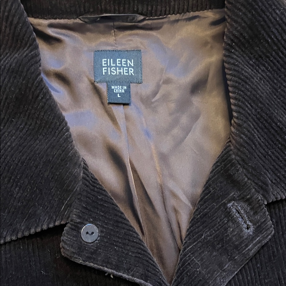 Eileen Fisher Brown Corduroy Barn Jacket Blazer Size L - Picture 2 of 10